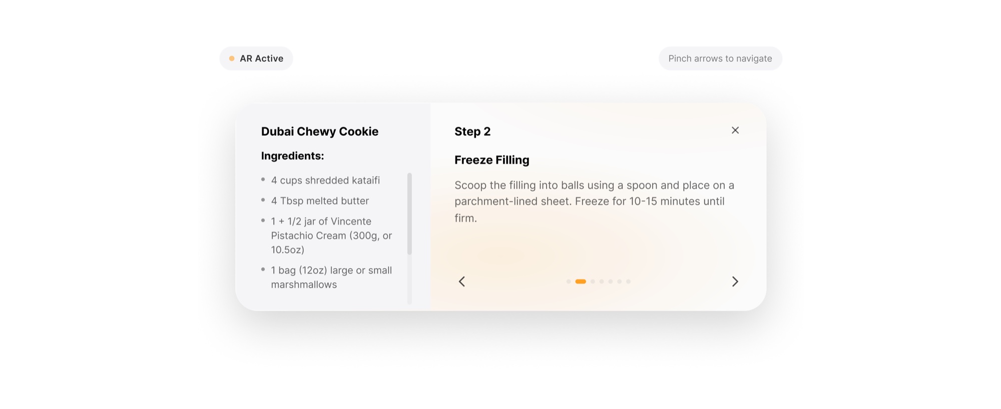 Chef AR high-fidelity AR interface — Step 2, Freeze Filling