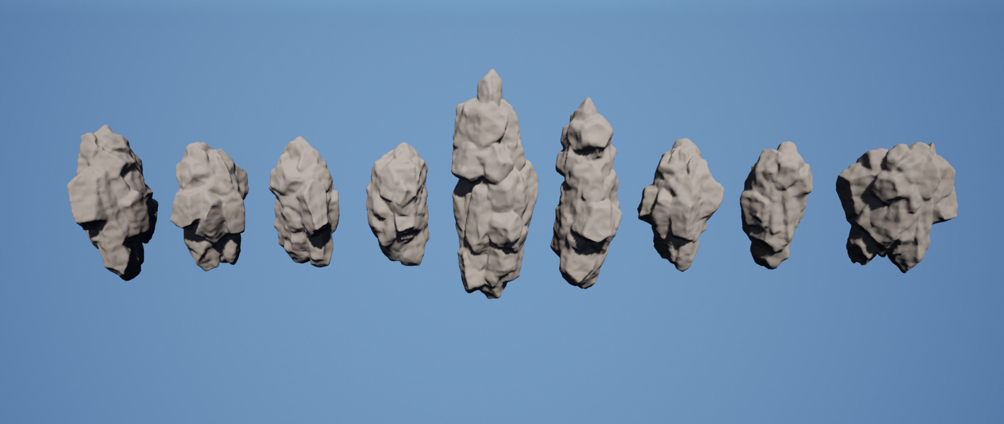 Procedural rocks generated in Houdini