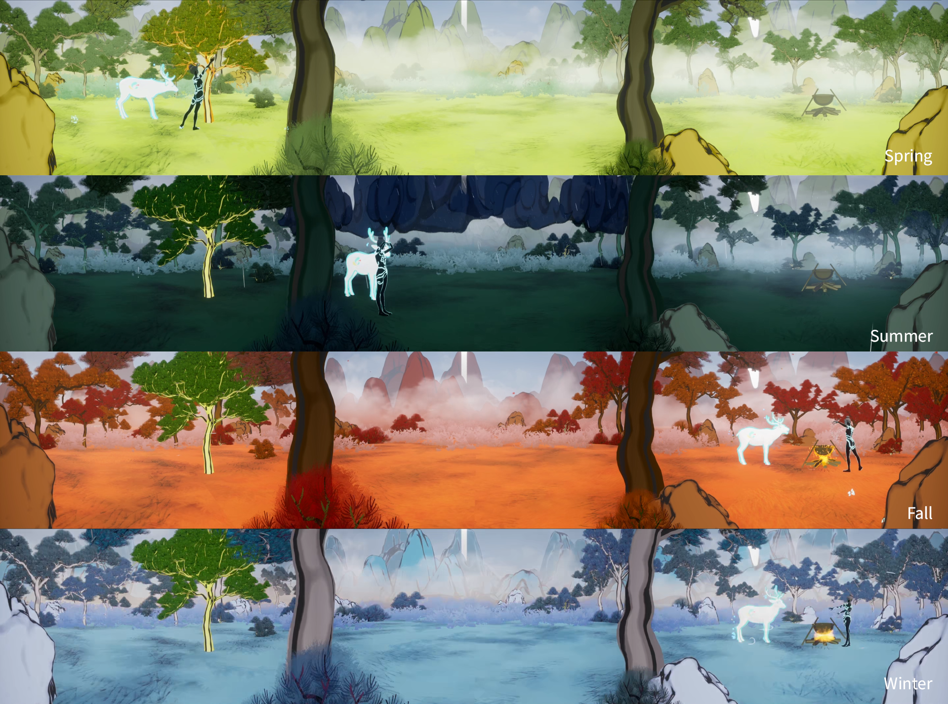 Virtual environments in different seasons — Spring, Summer, Fall, Winter