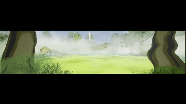 Fog blocking areas 2 and 3 so guests focus on area 1