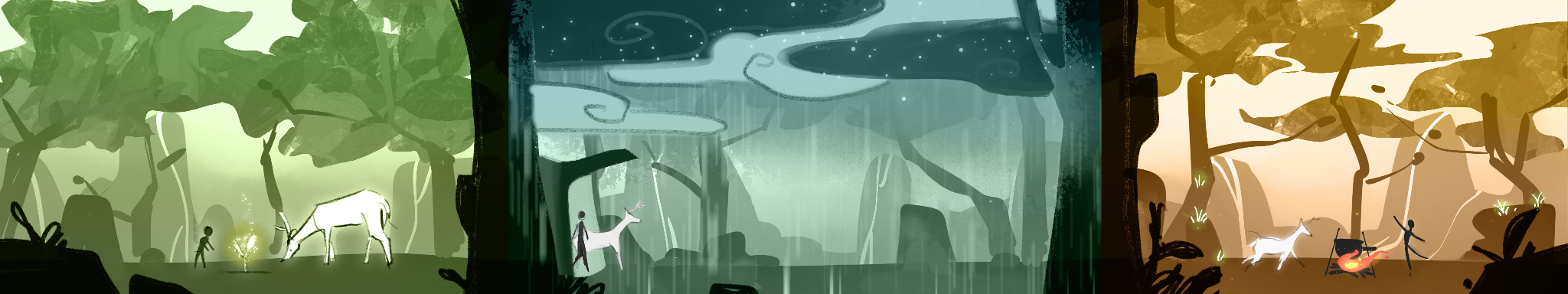 Concept art by Ashling Tu — scenes 1 & 2