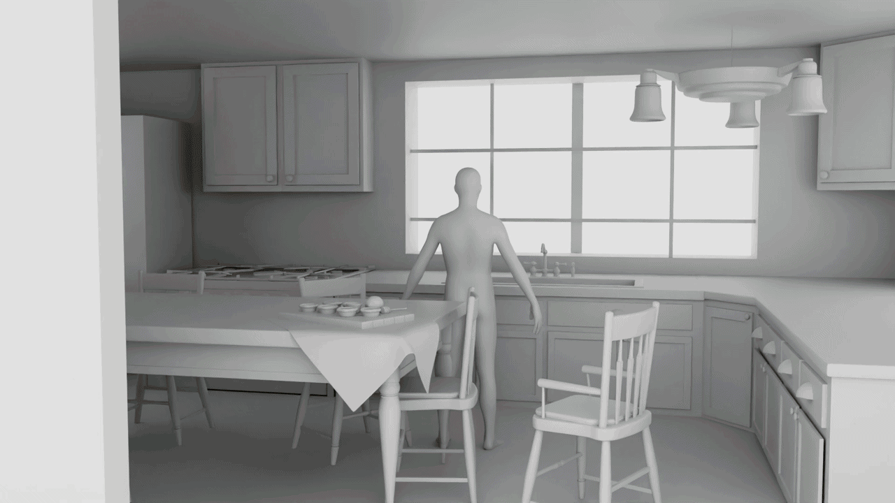 Kitchen scene progress over time