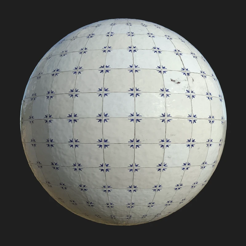 Blue Ceramic Tile procedural material sphere