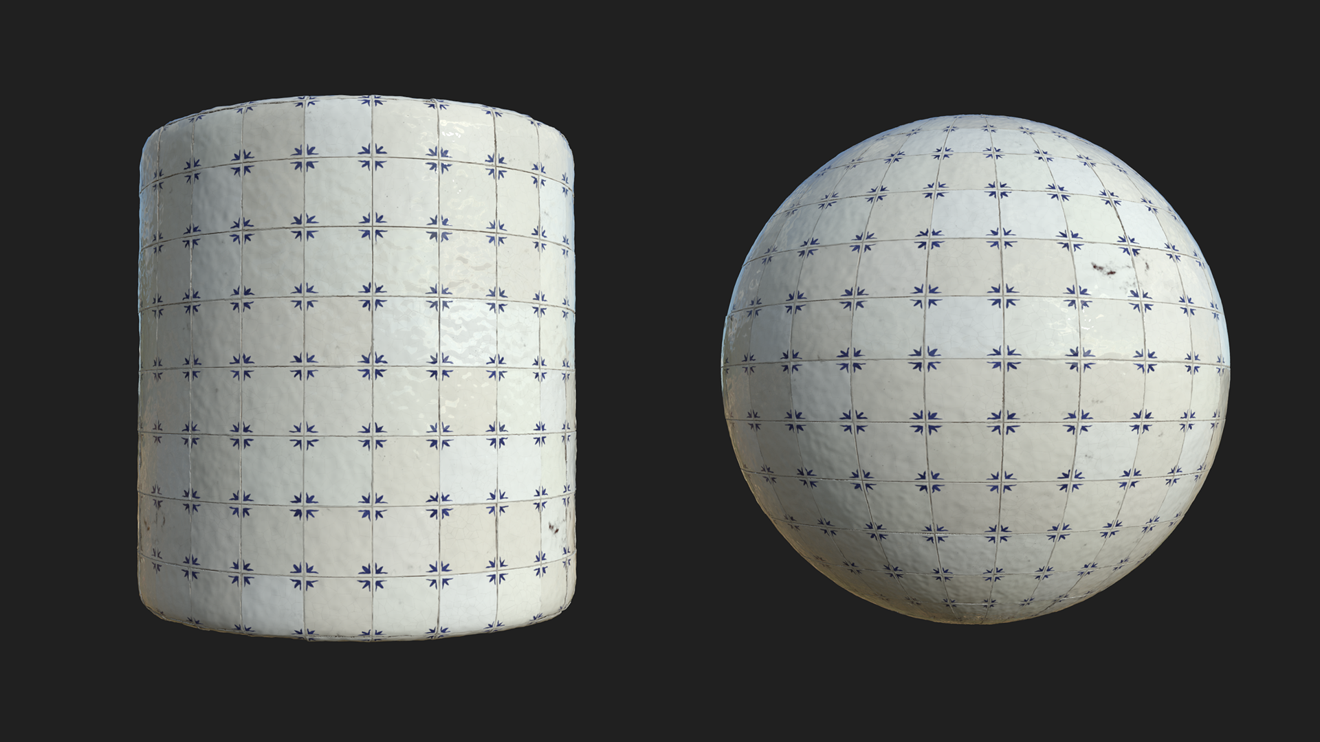 Blue Ceramic Tile — Cylinder and sphere render