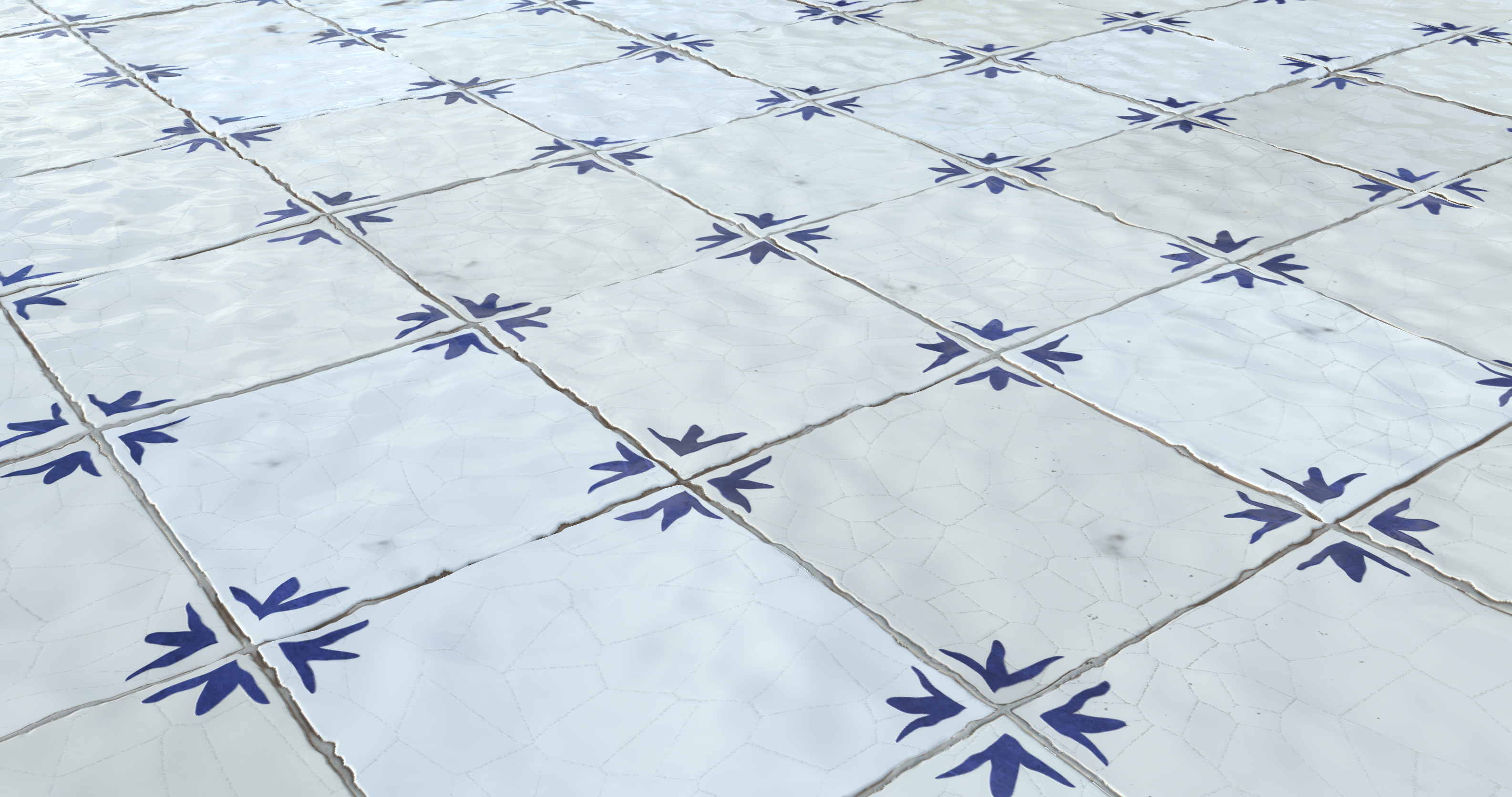 Blue Ceramic Tile — Surface close-up