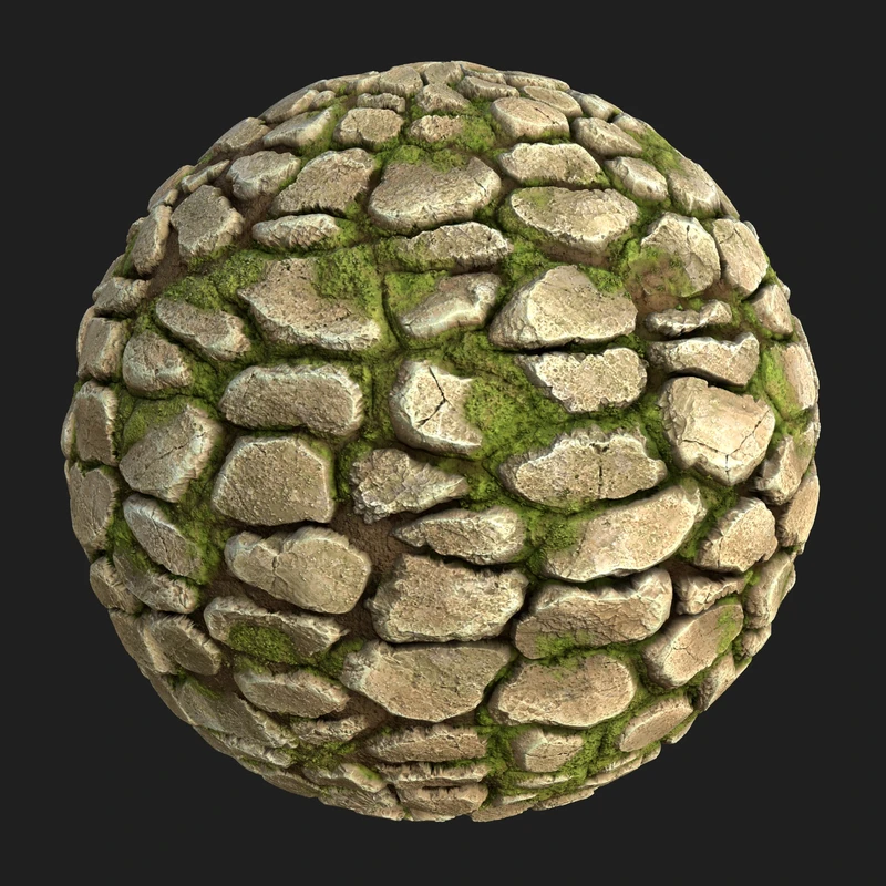 Mossy Stone procedural material sphere