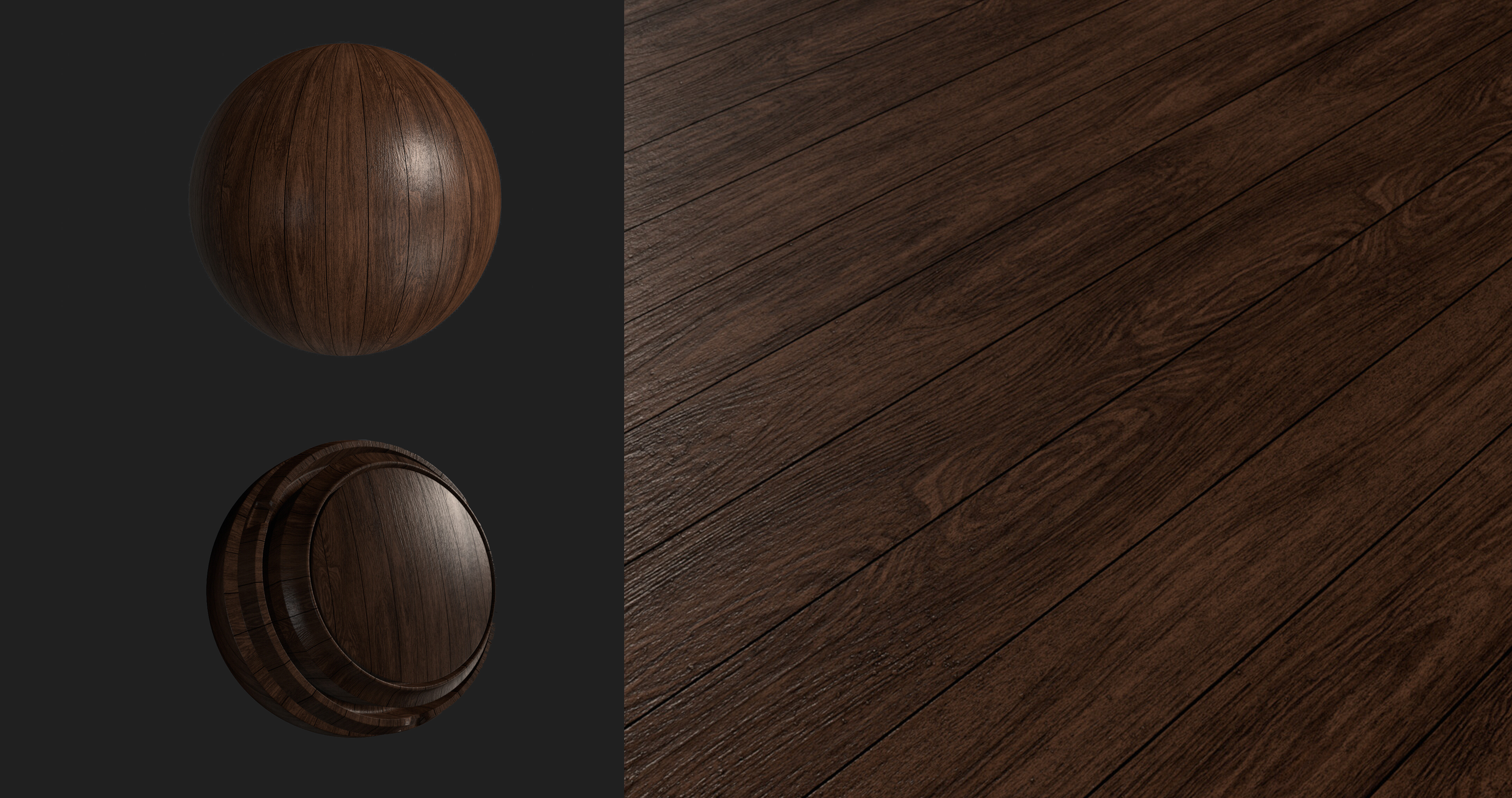 Dark Wood — Material renders and surface close-up